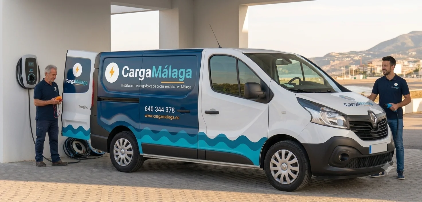 Furgoneta de CargaMálaga con el equipo homologado para la instalación de cargadores
